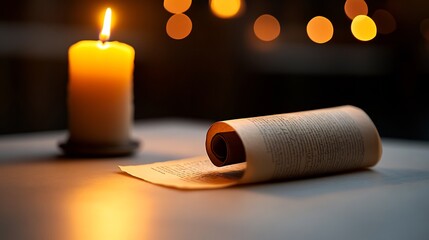 Candlelight Reading: A Serene Evening with an Open Book