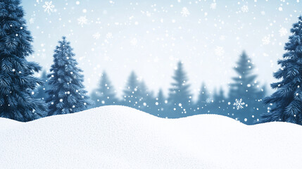 Fototapeta premium Winter Wonderland with Snow Covered Landscape and Evergreen Trees