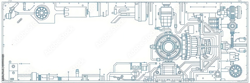 Poster a high-tech blueprint effect generator machine displaying intricate digital patterns, design, digita