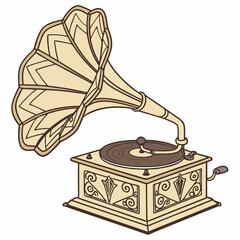 old gramophone isolated on white