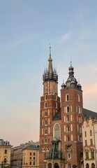 Krakow Old Town St. Mary's Basilica Main Market Square St Florians gate and Barbakan Royal Castle St. Joseph's Church