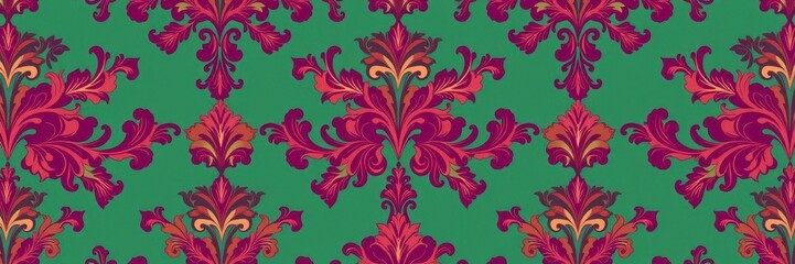 Elegant and intricate Seamless Damask wallpaper design in rich colors, rich colors, pattern, wallpaper
