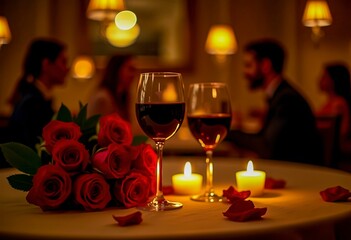 Couple Enjoys Romantic Dinner With Wine and Candles, Creating a Cozy Atmosphere