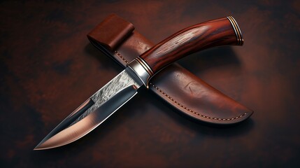 Elegant Knife Resting on Rock: A Study in Contrast and Detail, 対比とディティールの習作として岩に置かれた優雅なナイフ.Generative AI