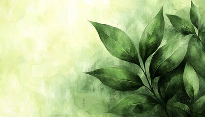 Lush Green Leaves on a Textured Background