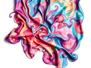 Obraz premium Hand-painted silk fabric with swirling colors and organic shapes, textile artistry, swirling shapes, artistic expressions