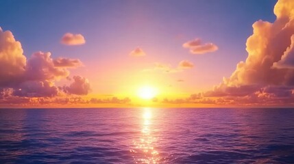 Fototapeta premium Tranquil Sunrise Over Calm Ocean Waves with Colorful Clouds