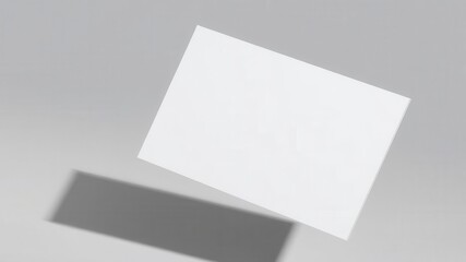 A realistic 3D rendering of a floating business card mockup with a soft shadow on a neutral background, clean, floating, concept