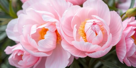 Obraz premium Beautiful pink peony flowers creating a soft and delicate background, beautiful, soft