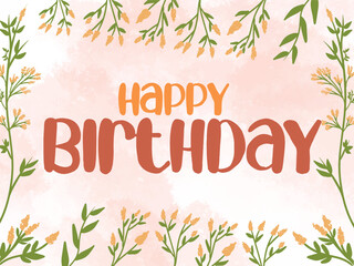 Obraz premium Happy birthday vector background design. Birthday greeting text. birthday card. Happy birthday text vector design. Birthday balloons and pennants party decoration elements. Vector illustration