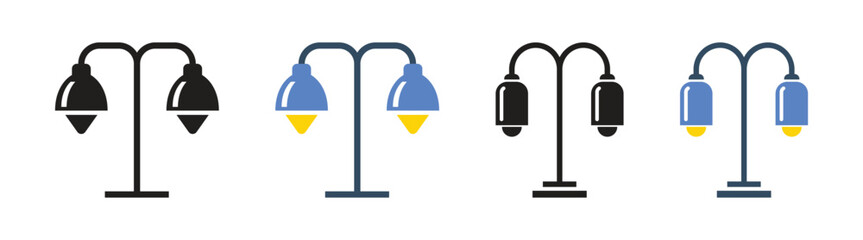 Vector Hanging Lamp Icon Set. Street Lamp Icons