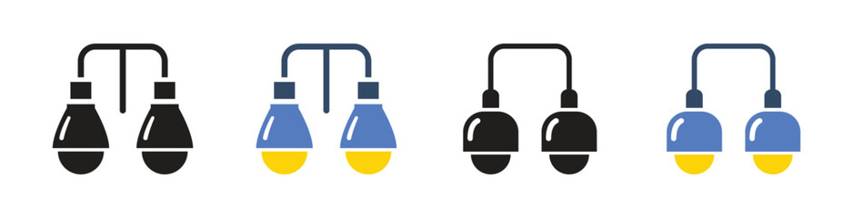 Vector Hanging Lamp Icon Set