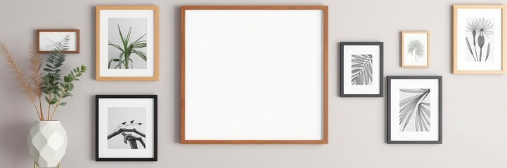 Obraz premium A mockup featuring a collage of photo frames arranged on a moodboard, perfect for showcasing a variety of images, design, empty