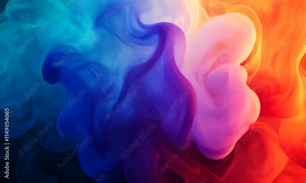 Poster abstract background with blue and red smoke-like patterns blending together