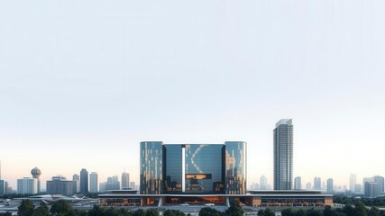 Obraz premium Futuristic architectural design of a modern high end building developing over time with evolving features and technologies, design, development, architecture