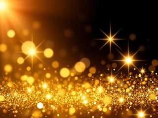 Gold glitter particles creating a sparkling background effect, glowing, bright, shiny