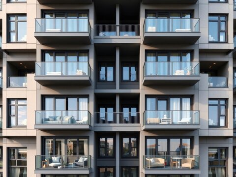 Modern module apartment block featuring sleek design and modular construction, block, innovative, contemporary