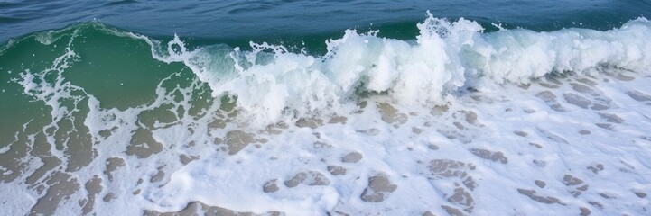 Crashing sea water ocean wave with foamy white crest, motion, shore, nature