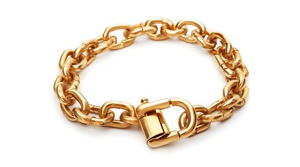 gold chain wrapped around a lock isolated on white background