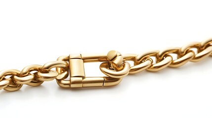 Obraz premium gold chain wrapped around a lock isolated on white background