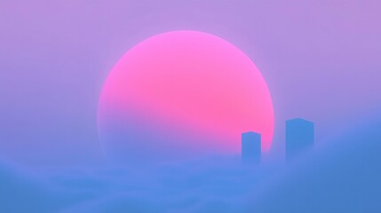 Experience a surreal sunset painting over the cityscape rendered in dreamy and vibrant hues