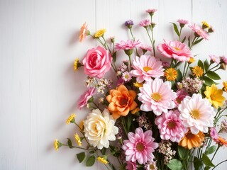 Artificial flowers wall in vintage style, perfect background for photoshoots or events, beautiful, vintage, decor