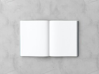 A sleek hardcover book mockup on a concrete wall, perfect for showcasing design concepts or book covers, empty, print, wall