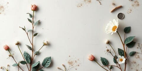 Fototapeta premium Plaster background with intricate floral pattern design, botanical, background, abstract