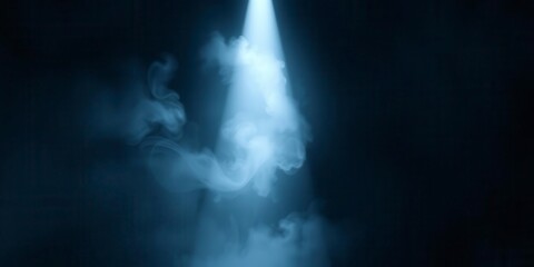 Obraz premium Abstract white spot light shining down on a cloud of swirling smoke, mysterious, surreal, dramatic