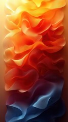 Fototapeta premium A vibrant abstract design featuring flowing waves of orange and blue, creating a sense of movement and depth.