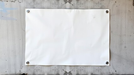 Fototapeta premium Glued poster mockup displayed on rough concrete wall with grunge texture and peeling paint, wall, template, advertising