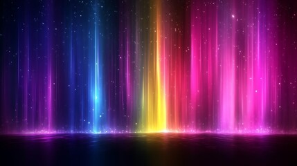 Abstract Colorful Light Beams and Sparkling Particles Background