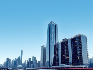 Fototapeta premium Futuristic skyscraper design evolution from concept to completion, design, high end