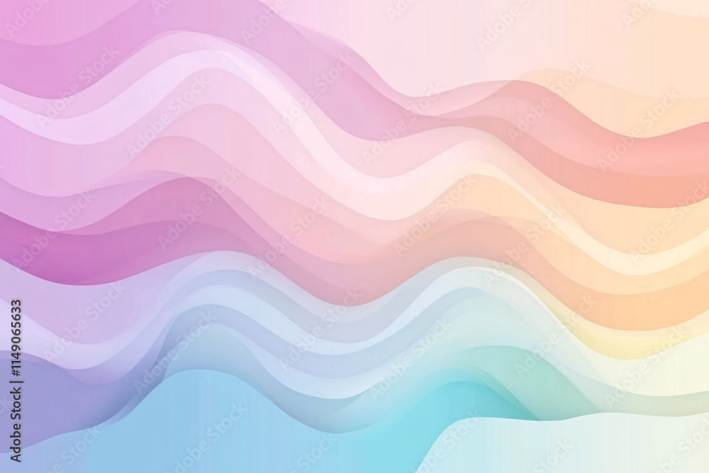 Poster a soft pastel abstract background with flowing wavy patterns in shades of pink blue and purple creat