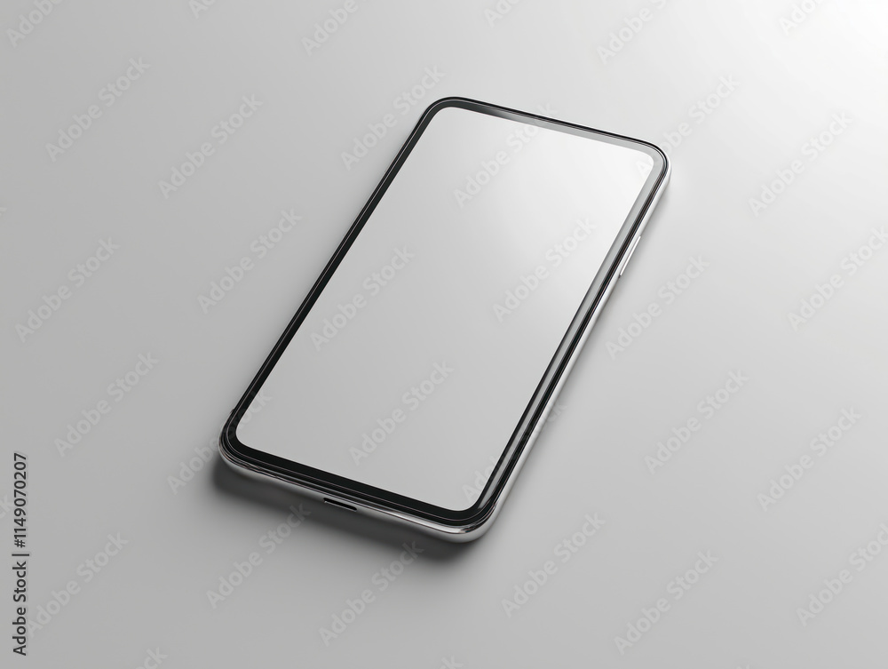 Poster modern sleek smartphone mockup on white background. empty screen ready for branding, design. stylish