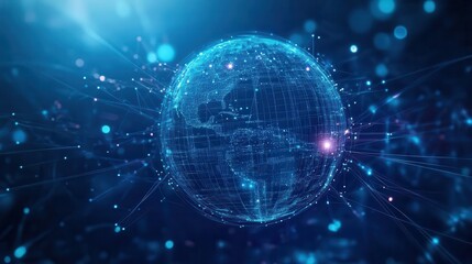 Obraz premium A digital representation of Earth with glowing connections, symbolizing global networks.