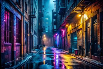 Gloomy City Alleyway: Film Noir Architectural Photography