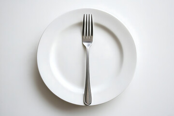 Empty White Plate with Fork - Simple Dining Aesthetic