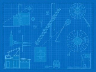 A mockup showcasing a blueprint poster photo effect, perfect for architectural and engineering projects, blueprint effect, photo effect, engineering