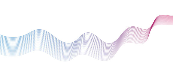 Abstract Gradient Wavy Lines: Smooth Colorful Curves in Purple and Blue on Transparent Background for Modern Technology, Science, and Music Concepts