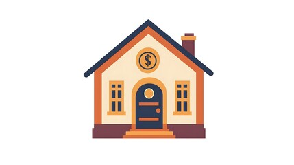 bank interest rate icon with house design isolated on white background