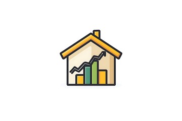 Fototapeta premium house with dollar growth chart logo design isolated on white background