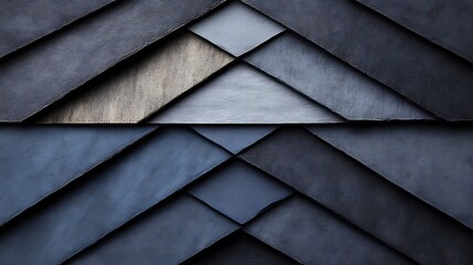 Abstract geometric pattern of textured dark blue and gold triangles