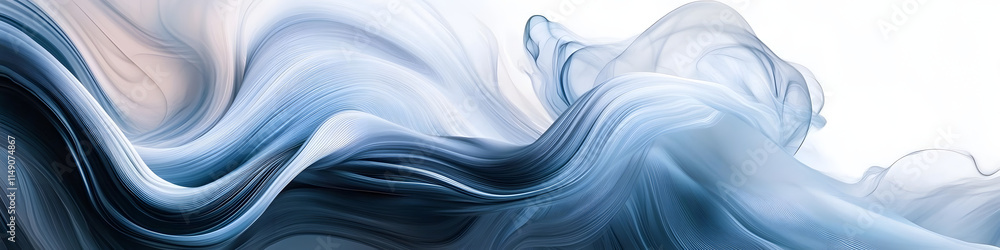 Poster create a linkedin cover image with abstract, flowing lines in soft blue and grey tones, representing