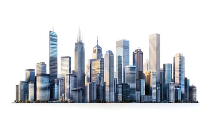 Fototapeta premium cityscape featuring high-rise corporate buildings isolated on white background