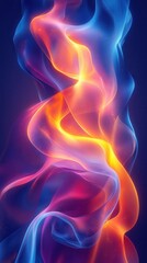Naklejka premium A vibrant swirl of colorful smoke, blending hues of blue, orange, and pink, creating an abstract, dynamic visual effect.