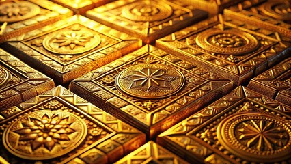 Golden Square Tribal Art: High-Resolution Texture Background