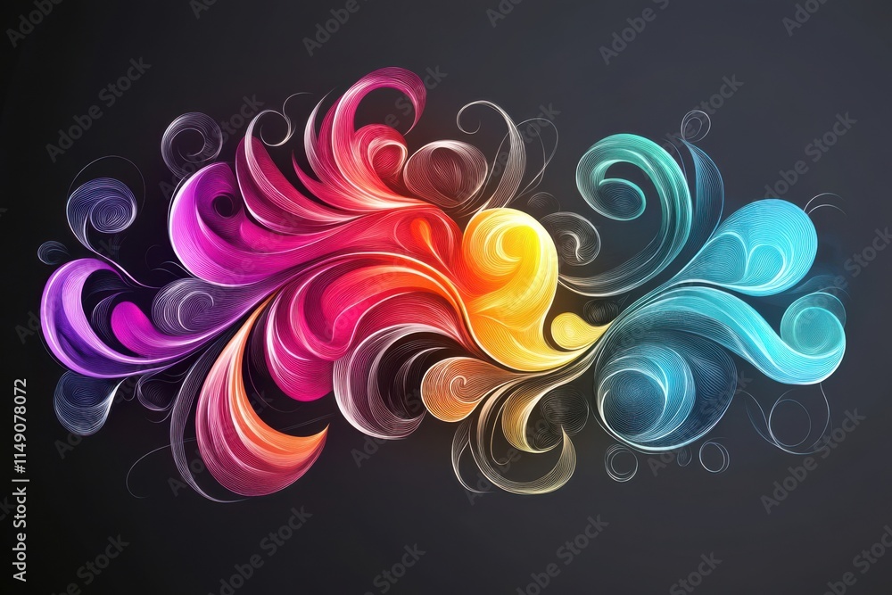Aufkleber bright colorful hand-drawn smoke patterns in intricate sketch style with detailed shading set agains