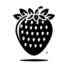 Sweet Simplicity: A bold, black silhouette of a strawberry, brimming with juicy detail. Perfect for adding a touch of summer sweetness to any design. 