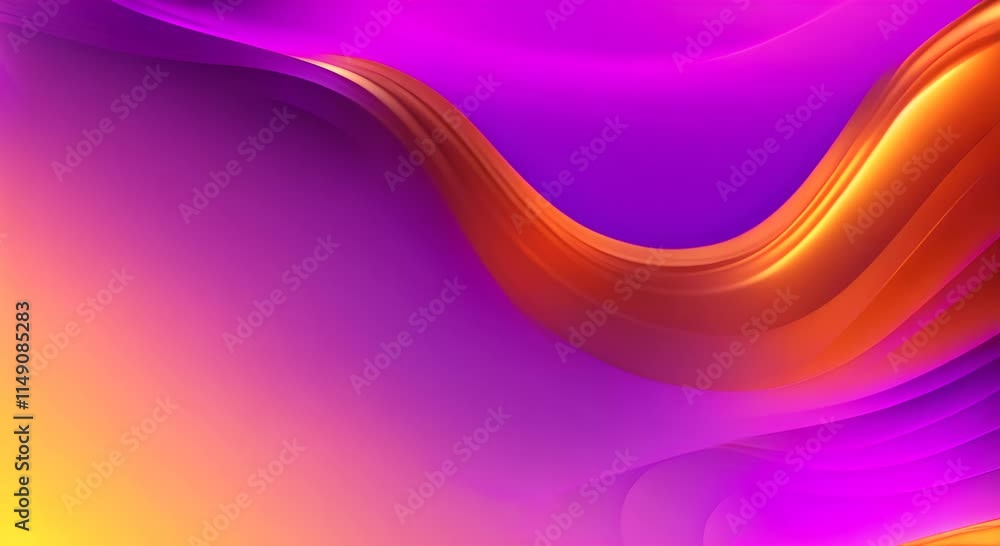 Poster vibrant digital design featuring smooth flowing abstract background in purple and gold with curves t